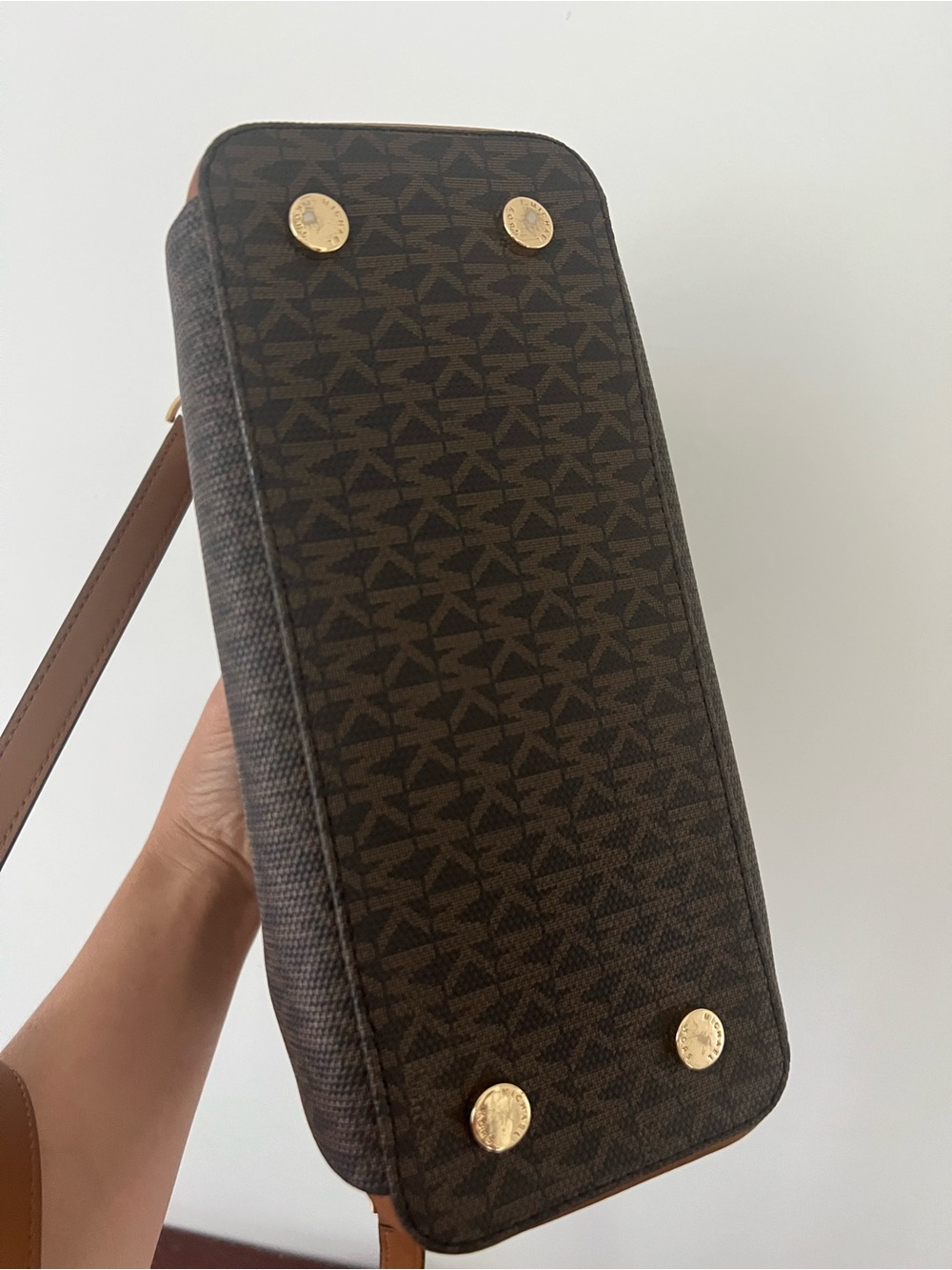 Michael Kors Small Brown Logo Tote with Tan Trim - Picture 5 of 7